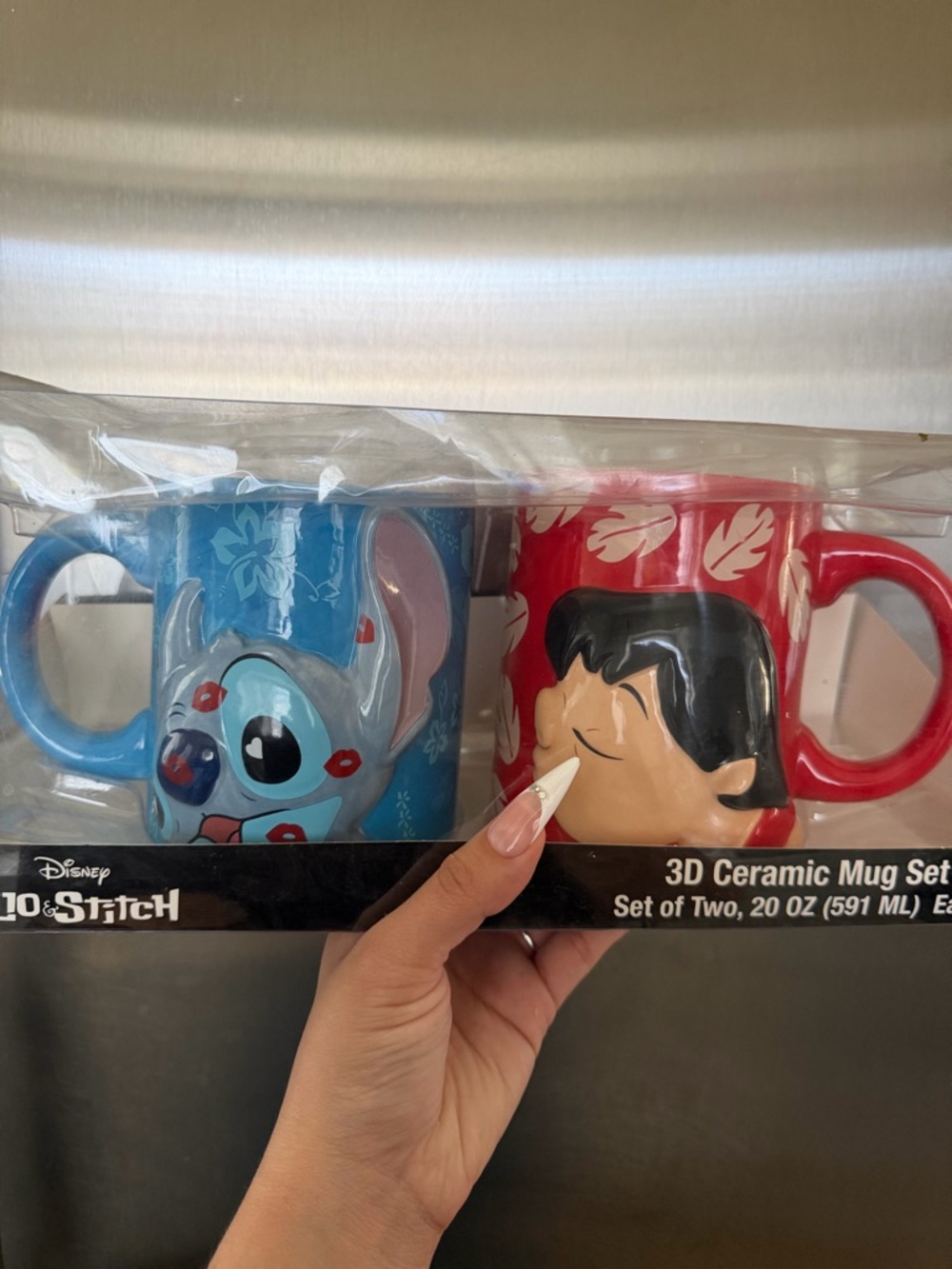 Disney Lilo & Stitch 3D Character Mug Set - Blue & Red